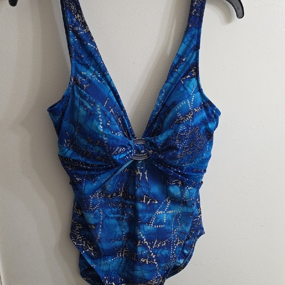 Blue and Silver Swimsuit Top - Picture 3 of 6